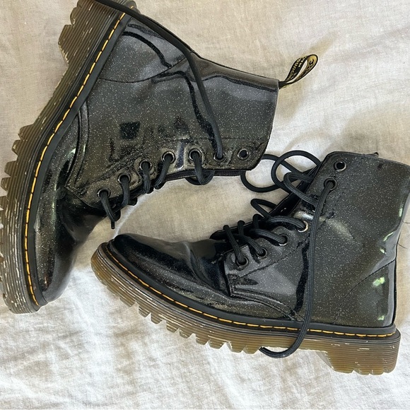 Dr. Martens Shoes - Dr. Martens Luan Sparkle Black Combat Boots size 6